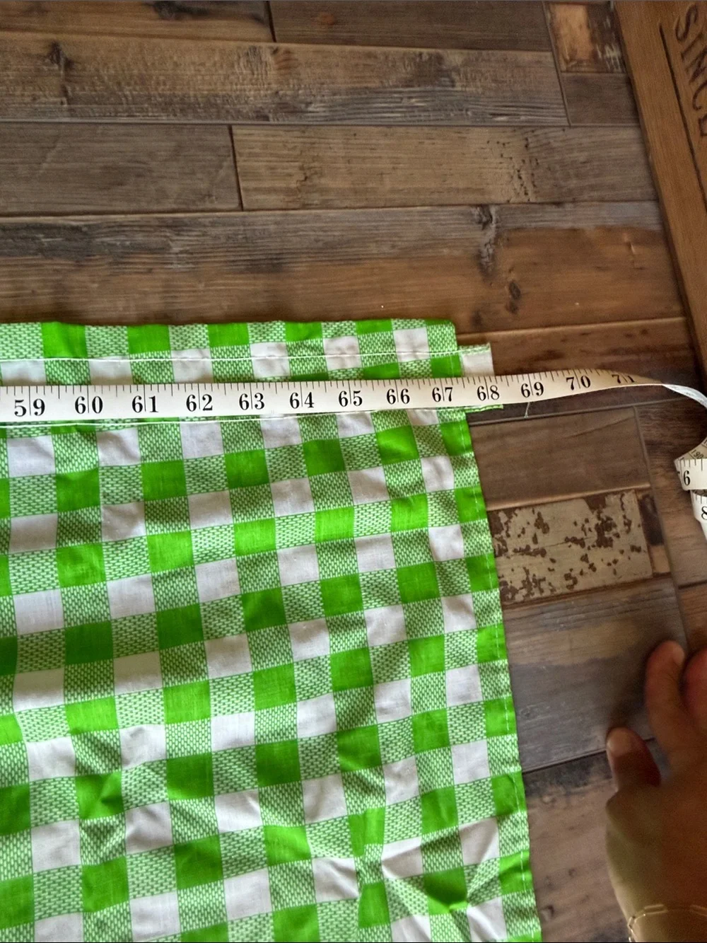 Vintage Green & White Gingham Green Apple Swag Curtain Valance Country Cottage